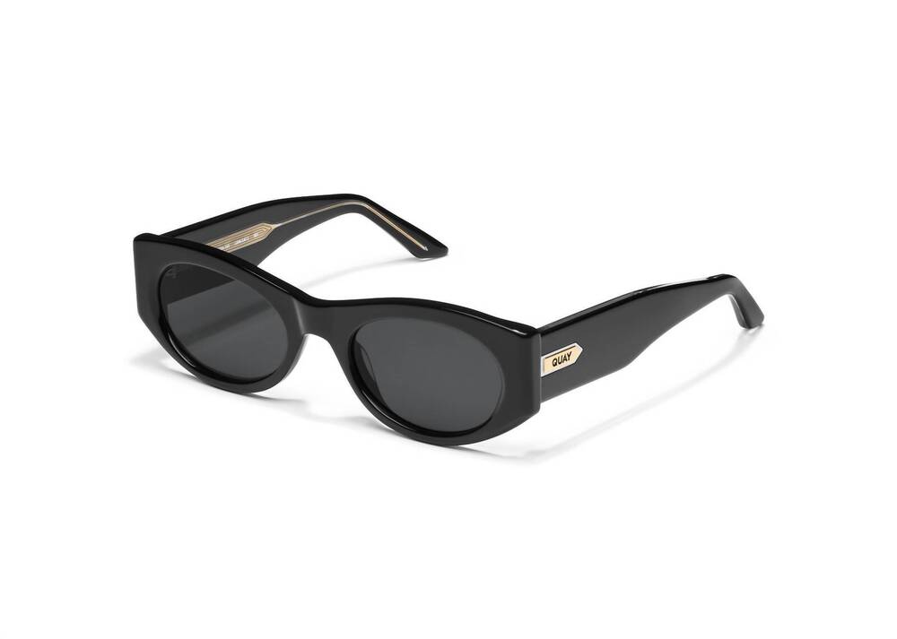 NEW QUAY women's so what sunglasses in black / smoke lenses